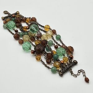Lia Sophia Bora Bora Aventurine Earth Tones 8 Strand Beaded Bracelet Boho